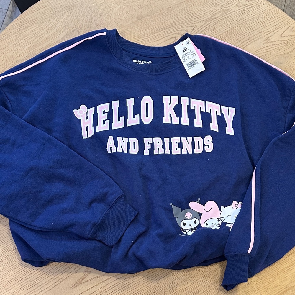 Hello Kitty Navy and Pink Crewneck Sweatshirt- women's XXL NWT